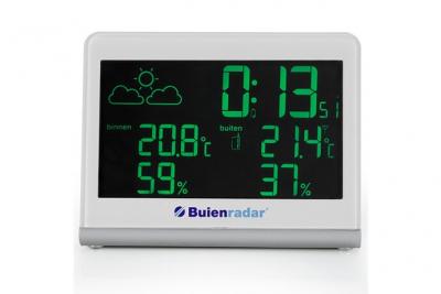 Buienradar station m&eacute;t&eacute;o avec capteur ext&eacute;rieur sans fil BR-600 Gris