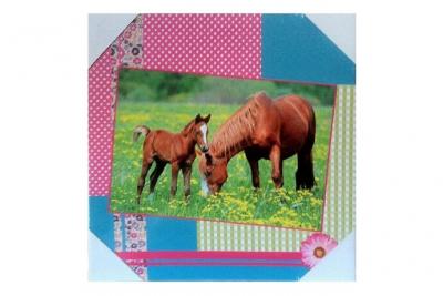 STC - Cadre en toile cheval - En Toile et bois - 28 x 28 cm
