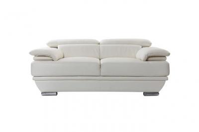 Canap&eacute; cuir design deux places avec t&ecirc;ti&egrave;res ajustables blanc EWING -cuir de buffle