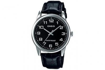 Casio Hommes Analogique Quartz Montre avec Bracelet en Cuir Verni MTPV001L-1B