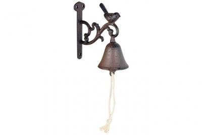 Esschert Design - Cloche murale en fonte avec animal d&eacute;coratif Oiseau