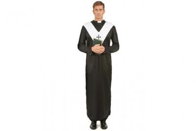 Costume noir et blanc de pr&ecirc;tre d&eacute;guisement homme d'&eacute;glise Taille unique 