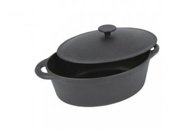 GOURMET Cocotte ovale en fonte dacier emaillee - L 37 cm - 9 L - Noir - Tous feux dont induction