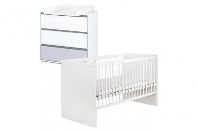 Dalia ensemble commode &agrave; langer et lit enfant convertible 140x70 blanc