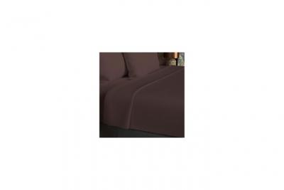 Drap plat en coton 57 fils 240x290 cm uni brun, par soleil d'ocre