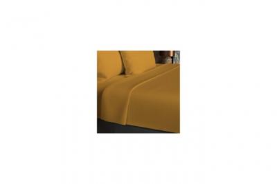 Drap plat en coton 57 fils 240x290 cm UNI moutarde, par Soleil d'ocre 
