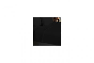 Drap Plat, Coton 57 Fils, Noir, par Soleil D'ocre 240 x 300 cm - Noir