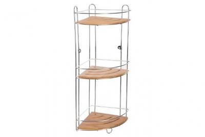 Etag&egrave;re d'angle de douche Bambou - 26 x 19 x 56 - Argent
