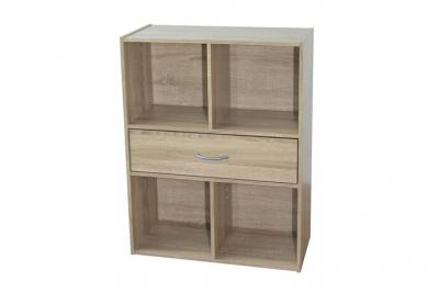 Calicosy - Etag&egrave;re de rangement 4 casiers avec un tiroir - Beige