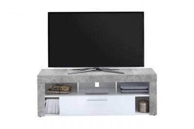 Paris Prix Meuble TV 1 tiroir 150 cm gris b&eacute;ton et blanc - VERSO