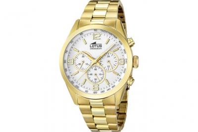 Montre homme lotus chrono l18153/1 bracelet en acier inoxydable dor&eacute;