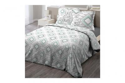 Parure 3 p. 240x220 cm imprime 57 fils allover folio Menthe