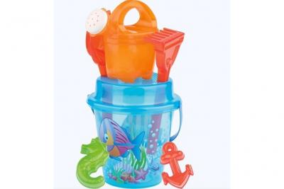 Mgm - 041335trc - Jeu De Plage - Seau Garni + Arrosoir D&eacute;core - Transparent
