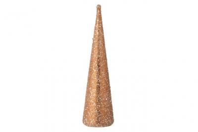 Statuette D&eacute;co C&ocirc;ne Perles 35cm Rose Saumon 