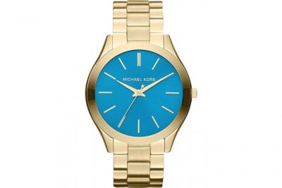 Montre Femme Michael Kors Runway Mk3265 Bracelet Or Et Cadran Bleu