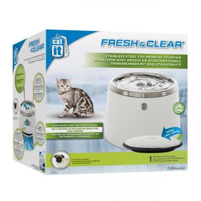 Fontaine &agrave; Eau Chat Acier Blanche