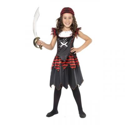 Smiffys Costume pirate fille t&ecirc;te de mort, avec robe et foulard,M - Age 7-9 years