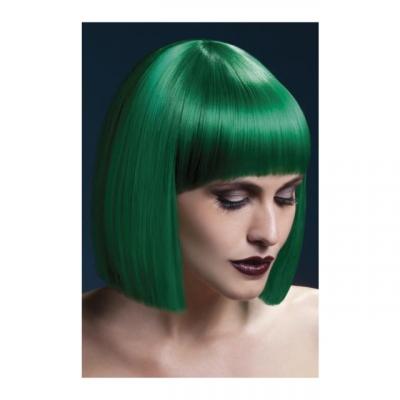 Smiffys Perruque Lola collection Fever, vert, carr&eacute; droit avec frange, 30cm / 12in Taille Unique