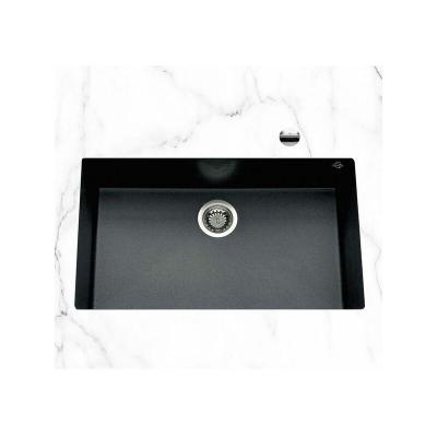 Evier sous plan granit noir mouchet&eacute; luisina quadrille 1 bac 760x440
