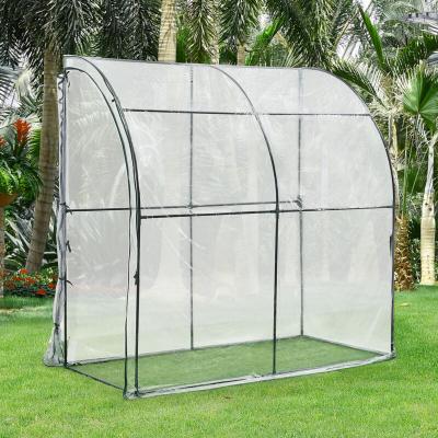Serre de jardin adoss&eacute;e Juta en acier et PVC &agrave; porte zipp&eacute;e 100 x 200 x 215 cm