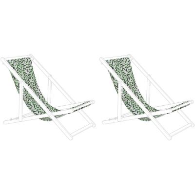 Lot de 2 toiles pour transat ANZIO / AVELLINO motif feuillage blanc / vert