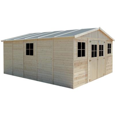 TIMBELA M333+M333G Abri de jardin en bois H246x418x522 cm/20 m&sup2; - AVEC LES PLANCHERS IMPR&Eacute;GN&Eacute;