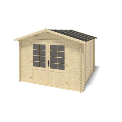Abri de jardin en bois - 9m2 - 3x3m - ep. 28mm - couleur: naturel DOM664 