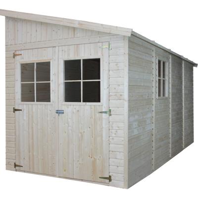 Abri de jardin en bois 8 m&sup2; - h244x416x218 cm - avec sol impr&eacute;gn&eacute; - Timbela M340A+M340G M340A+M340G