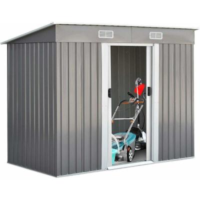 Abri de Jardin en M&eacute;tal - COSTWAY - 238x131x181cm - 2 Portes Coulissantes - Fen&ecirc;tre A&eacute;r&eacute;Imperm&eacute;able