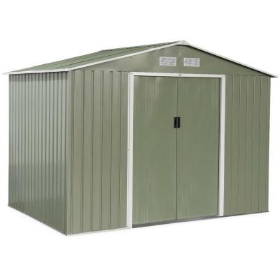 Abri de jardin m&eacute;tal vert / blanc 5,29m&sup2;