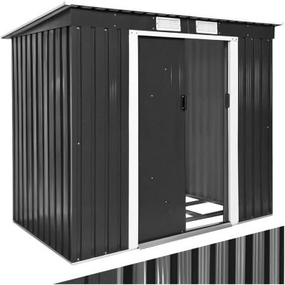 Abri de jardin m&eacute;tal 2,7 m&sup2; toiture monopente - gris/blanc