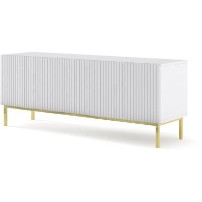 Meuble tv ravenna b 150 cm 3D frais&eacute; blanc mat + cadre