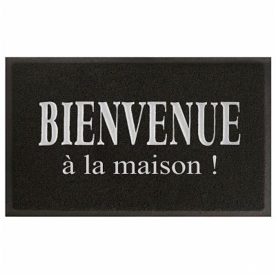 Tapis d'entr&eacute;e Maison 45x75 cm noir et gris
