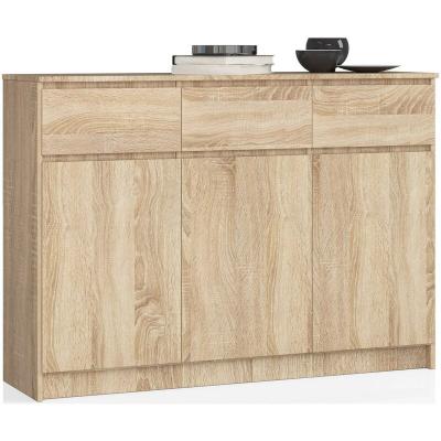 Commode K140 Ch&ecirc;ne Sonoma 138 cm 3 portes 3 tiroirs fa&ccedil;ade Ch&ecirc;ne Sonoma 6 &eacute;tag&egrave;res 138x40x99 cm
