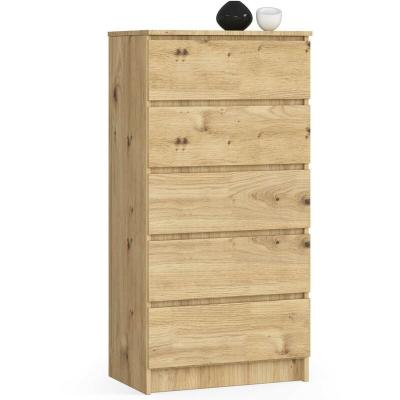 Akord - Commode K60 Ch&ecirc;ne Artisan 60 cm 5 tiroirs fa&ccedil;ade Ch&ecirc;ne Artisan 60x40x121 cm