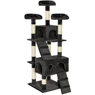TECTAKE Arbre &agrave; chat 170 cm MOGLI Noir Griffoir Grattoir Tronc