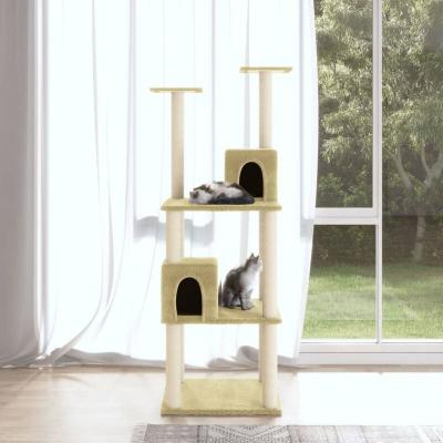 Arbre &agrave; chat avec griffoirs en sisal Cr&egrave;me 141 cm