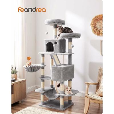 Feandrea Arbre &agrave; chat multi-niveaux d'hautuer 168 cm, Gris Clair
