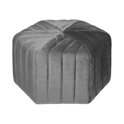 Pouf Velours Seis Gris Atmosphera cr&eacute;ateur d'int&eacute;rieur - Gris