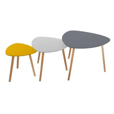 Lot de 3 tables &agrave; caf&eacute; Mileo Anthracite/Gris/Jaune - Atmosphera