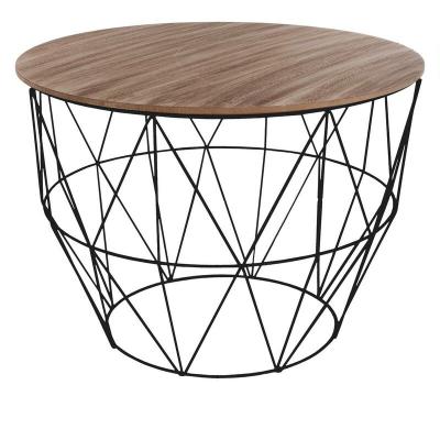 Table Basse Atomic Noire D56 cm - Atmosphera cr&eacute;ateur d'int&eacute;rieur