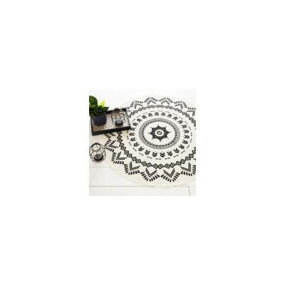 Atmosphera - Tapis Rond Noir et Blanc Nomade D120 cm Ecru/noir