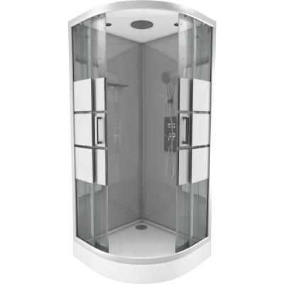 Cabine de douche 1/4 de cercle gris et blanc Galedo River 2 90 x 90 cm