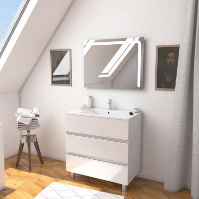 Ensemble meuble vasque et miroir &agrave; led - Blanc - 79 x 44 x 45 cm