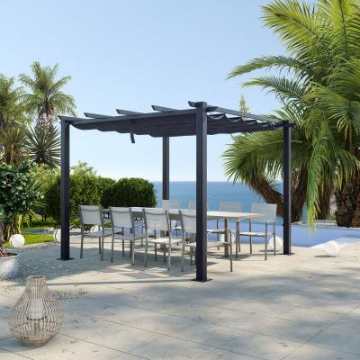 Tonnelle 3x3m avec toile r&eacute;tractable en aluminium gris