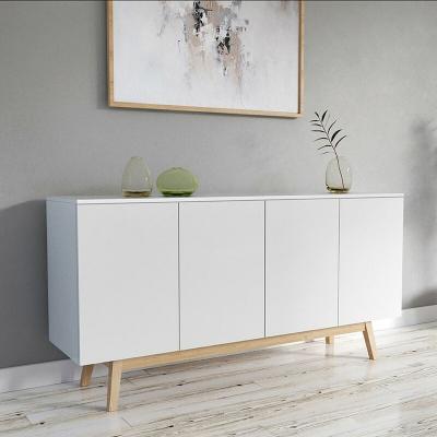 Buffet 4 portes 2 tiroirs int&eacute;rieurs blanc