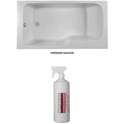 Baignoire bain douche Malice + nettoyant Blanc brillant, 170 X 90 version gauche