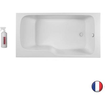Baignoire bain douche Malice + nettoyant Blanc brillant, 160 X 85 version droite