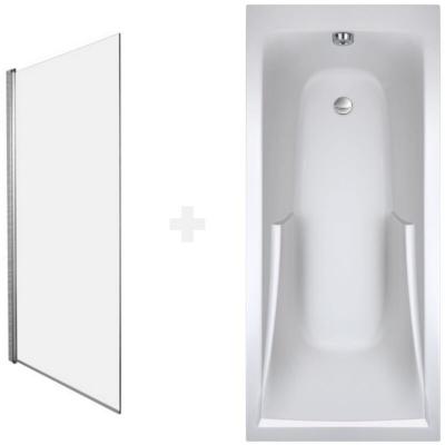 Pack baignoire droite 170 X 70 JACOB DELAFON Corvette + pare bain chrom&eacute;