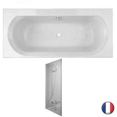 Baignoire droite Elise deux places + pare bain Acrylique, 180 X 80